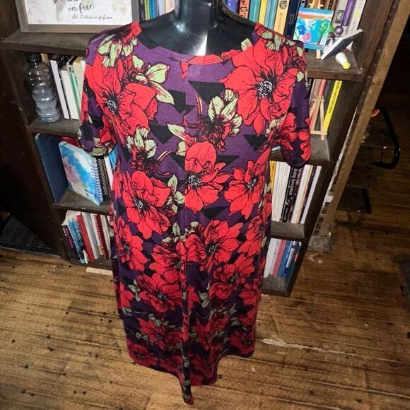 Lularoe rose print high low comfortable M swing dress - Picture 2 of 3